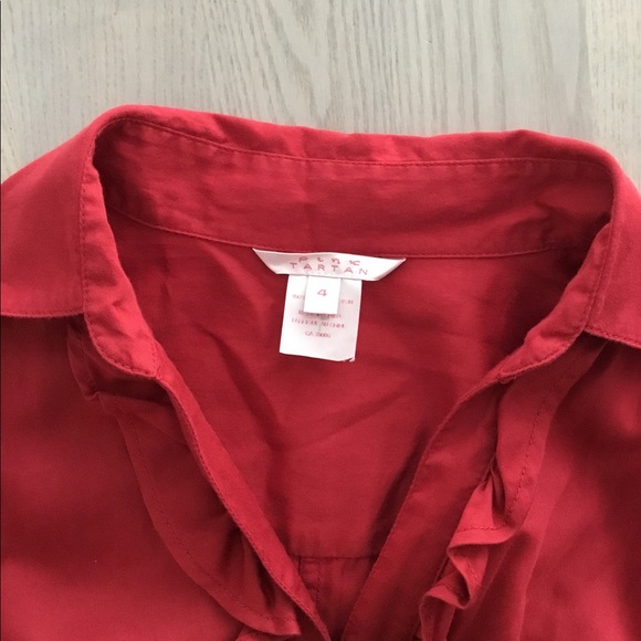 Pink Tartan Cherry Red Retro Midi Button-Up Dress w Subtle Ruffle Detail - Picture 3 of 8